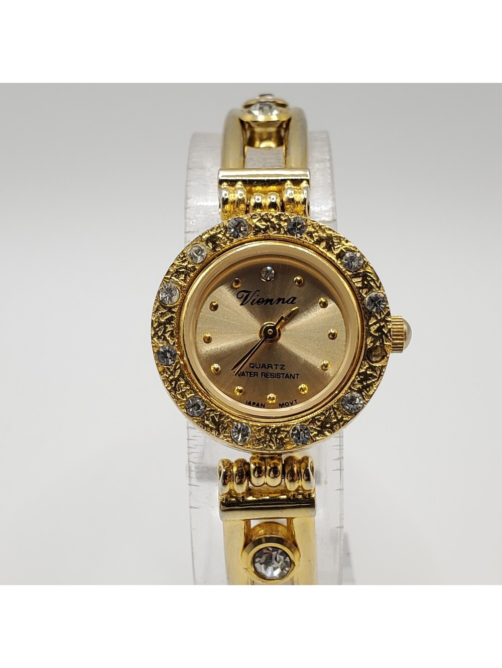 Vienna Watch Women 21mm Gold Tone Rhinestone New Battery